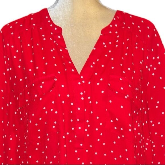 Torrid new pretty red blouse with tiny white polka dot design! - Picture 3 of 9